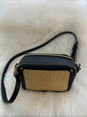 Rachel Zoe Black & Natural Woven Crossbody Bag